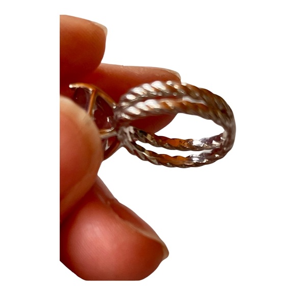 6ct Cushion Cut Amethyst Sterling 925 twisted setting ring! Incredible STONE! - Picture 9 of 9